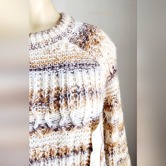 ๐๏ธ๐ท Universal Thread Chunky Knit Sweater Long Sleeve Rolled Hem Brown - XS - Picture 8 of 15